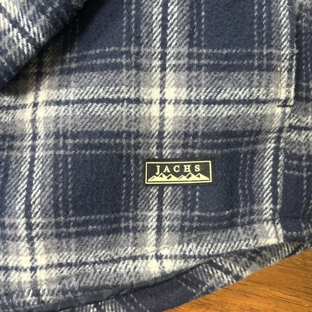 Jachs New York Flannel Shirt Jacket Men's Size Large Heavy Weight Blue